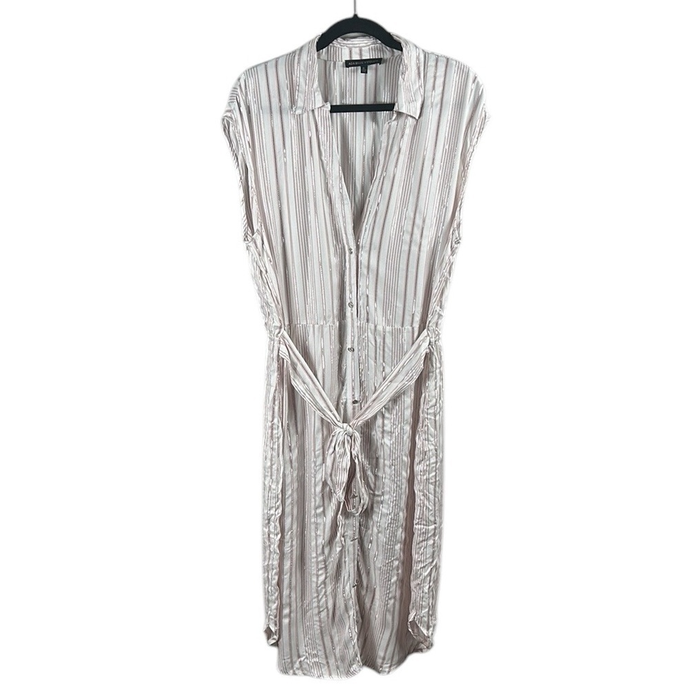 Adrienne Vittadini Striped Midi Shirt Dress Size XL